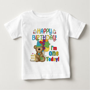 Feliz cumpleaños Teddy Bear primera camisetas y re
