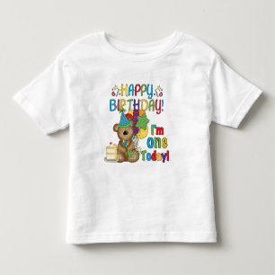Feliz cumpleaños Teddy Bear primera camisetas y re