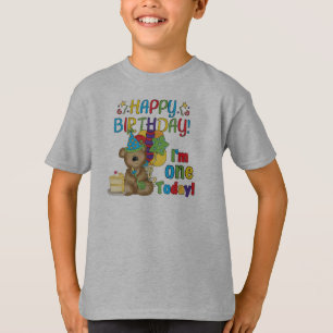 Feliz cumpleaños Teddy Bear primera camisetas y re