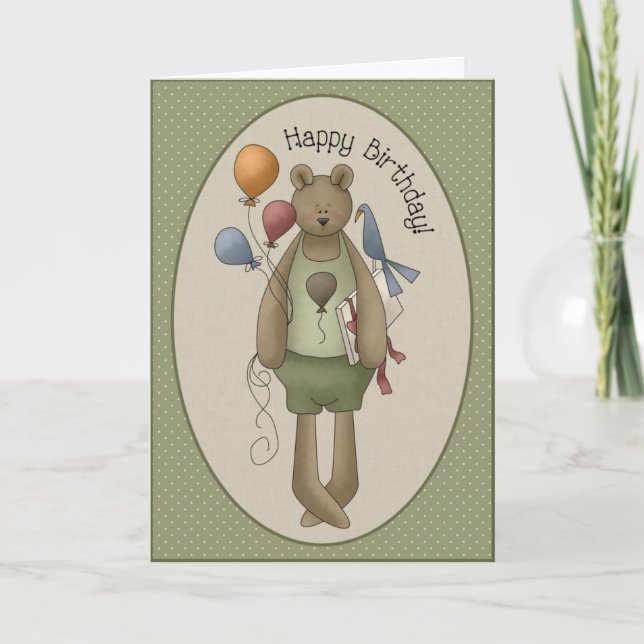 Feliz cumpleaños Teddy Bear tarjeta de saludo (Anverso)
