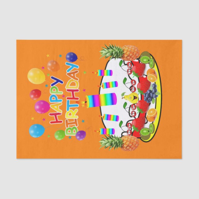 Feliz cumpleaños Tejido de papel Fruto (Anverso)