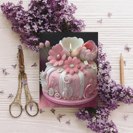Feliz Cumpleaños Torta Elegante Rosa Blanca