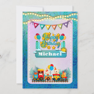 Feliz Cumpleaños Tren Con Deseos De Animales Lindo