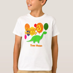 Feliz cumpleaños tres años del globo de camisa d
