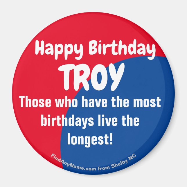 Feliz cumpleaños TROY gran imán (Frente)