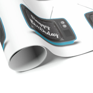 Feliz cumpleaños Turquoise Retro Papel de ajuste d