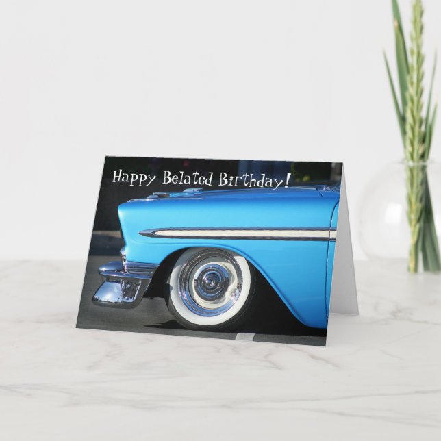 Feliz cumpleaños vintage tarjeta de saludo de coch (Anverso)