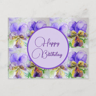 Feliz Cumpleaños Viola floral señoras Tarjeta post