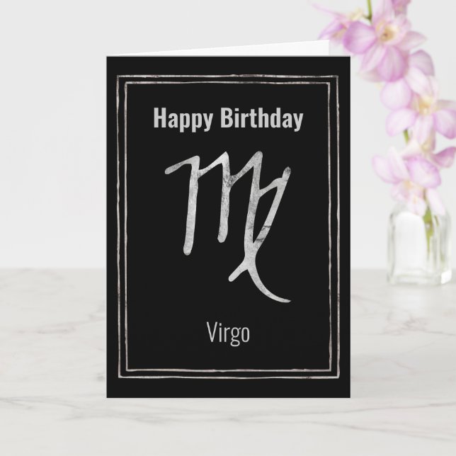 Feliz cumpleaños Virgo tarjeta de plata de astrolo (Orquídea)