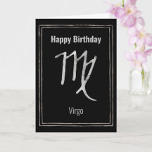 Feliz cumpleaños Virgo tarjeta de plata de astrolo