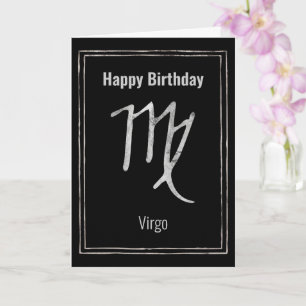 Feliz cumpleaños Virgo tarjeta de plata de astrolo