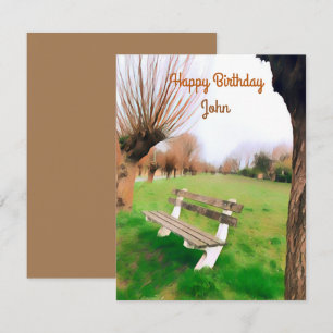 Feliz Cumpleaños Watercolor Garden Bench Para Él