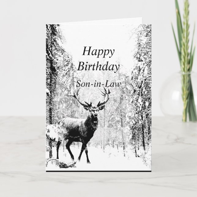 Feliz cumpleaños, yerno, vintage Stag, tarjeta de  (Anverso)
