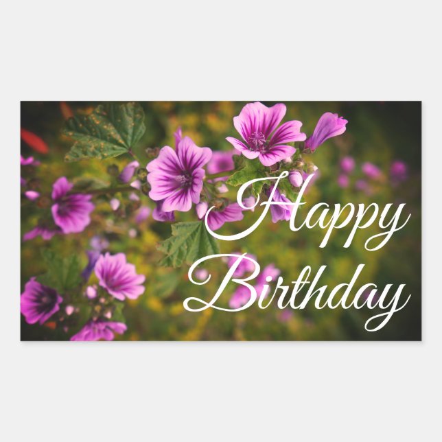 Feliz cumpleaños Zebra Hollyhock #2-2 Pegatinas (Anverso)