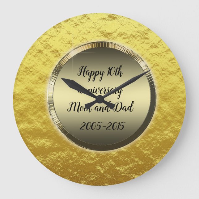 Feliz décimo aniversario mamá y papá grandes reloj (Anverso)