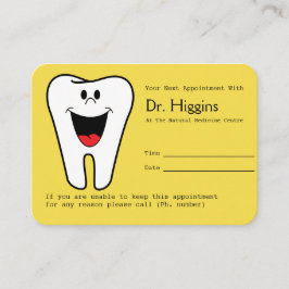 Feliz Dentista de la cita recordatorio amarillo