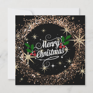 Feliz destello navideño y purpurina,