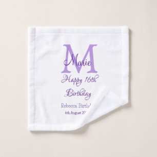 Feliz día 16 púrpura agregar nombre monograma mode