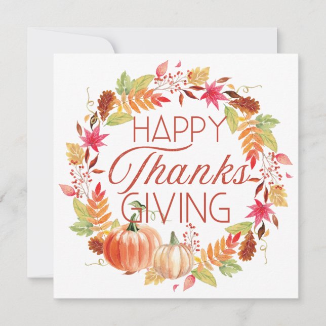 Feliz Día de Acción de Gracias Floral Fall Wreath (Anverso)