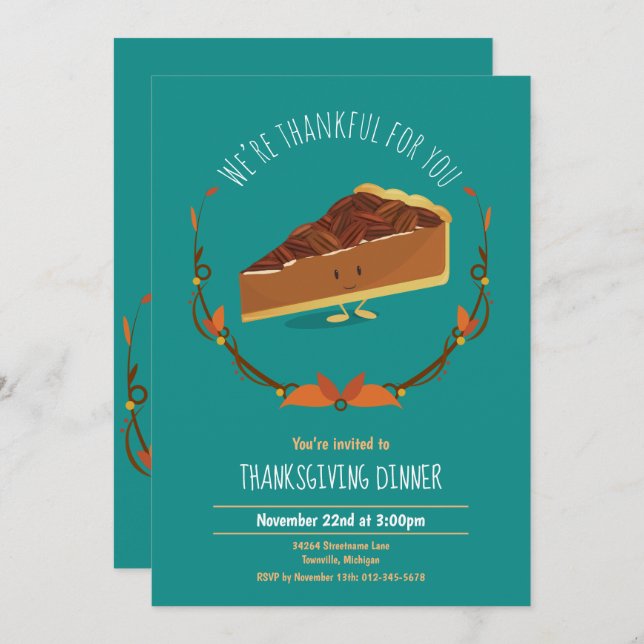 Feliz Día de Acción de Gracias Invitación a Pie de (Anverso / Reverso)