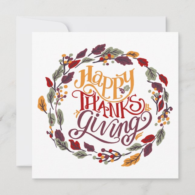 Feliz Día de Acción de Gracias otoño con tarjeta d (Anverso)