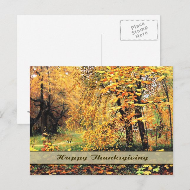 Feliz Día de Acción de Gracias. Postal Bella Artes (Anverso / Reverso)
