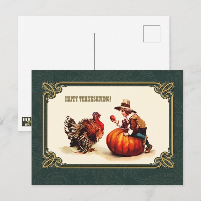 Feliz Día de Acción de Gracias. Postales de diseño (Anverso / Reverso)