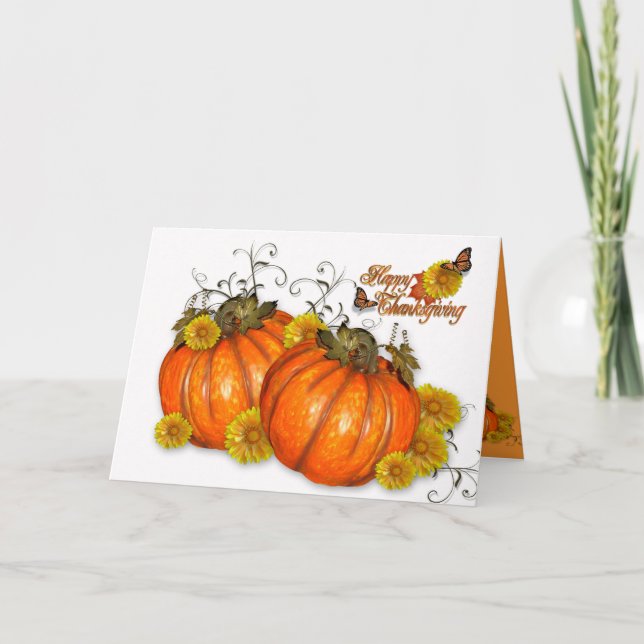 Feliz Día de Acción de Gracias tarjeta de calabaza (Anverso)