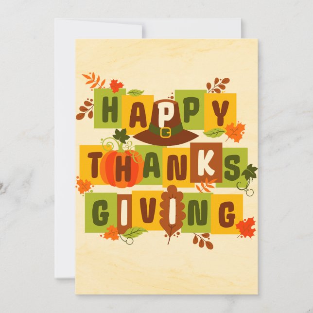 Feliz Día de Acción de Gracias, tarjeta de felicit (Anverso)