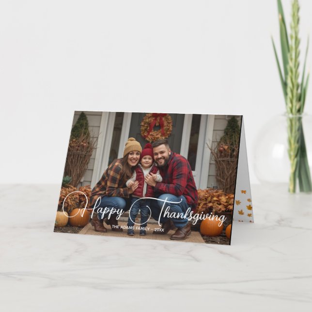 Feliz Día de Acción de Gracias| tarjeta de foto fa (Anverso)