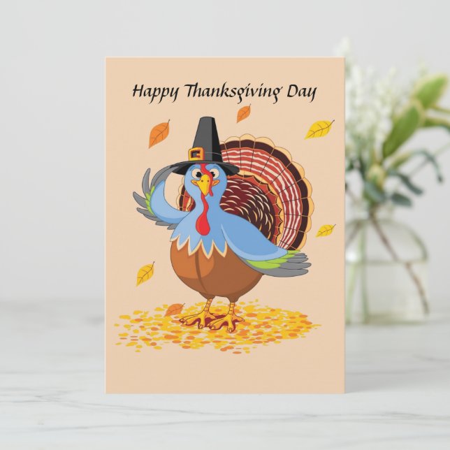 Feliz Día de Acción de Gracias, tarjeta plana (Anverso de pie)
