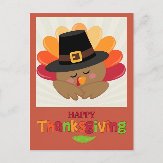 Feliz Día de Acción de Gracias Tarjeta Postal Pavo (Anverso)