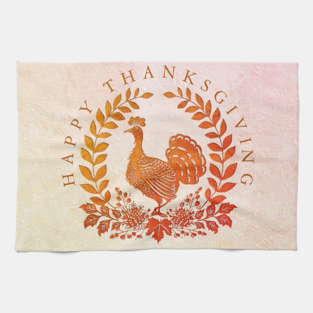 Feliz Día de Acción de Gracias, toalla de cocina t (Horizontal)