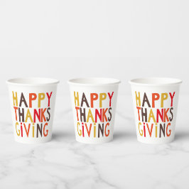 ¡Feliz Día de Acción de Gracias! Vaso de Papel