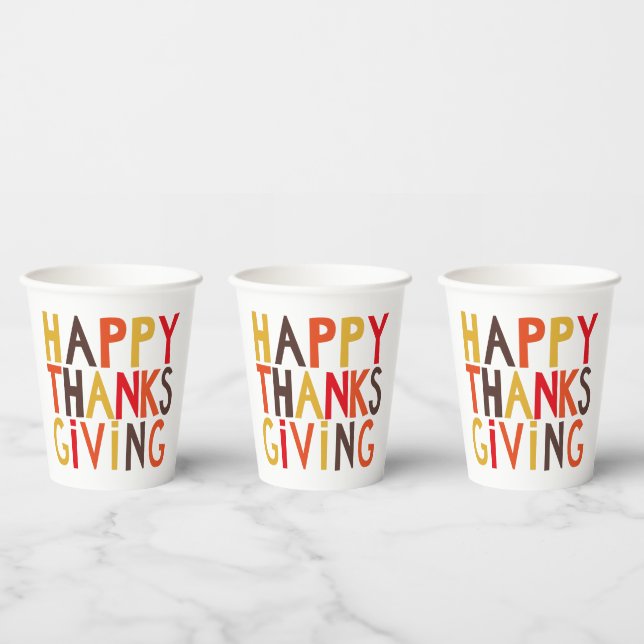 ¡Feliz Día de Acción de Gracias! Vaso de Papel (Multi)