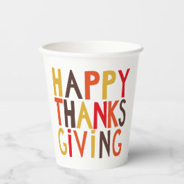 ¡Feliz Día de Acción de Gracias! Vaso de Papel
