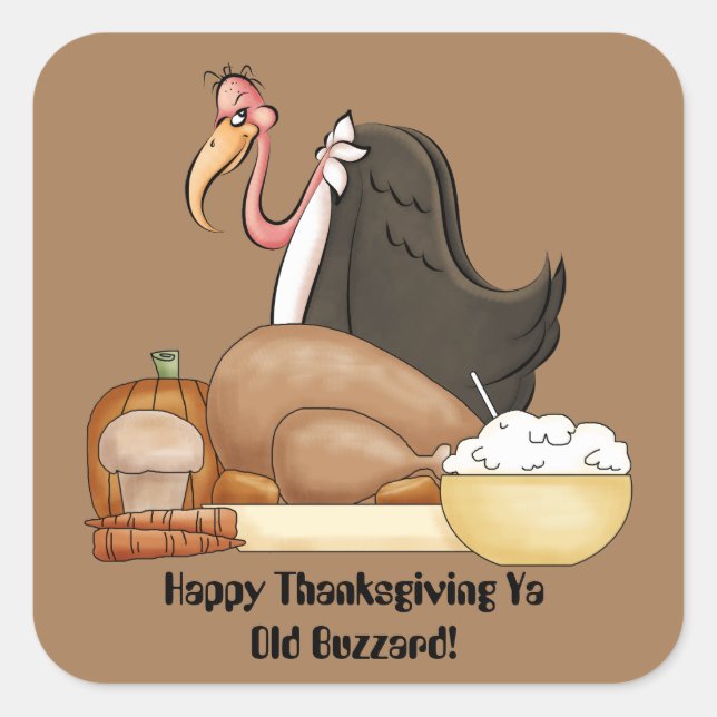 Feliz Día de Acción de Gracias, viejo pegatina de  (Anverso)