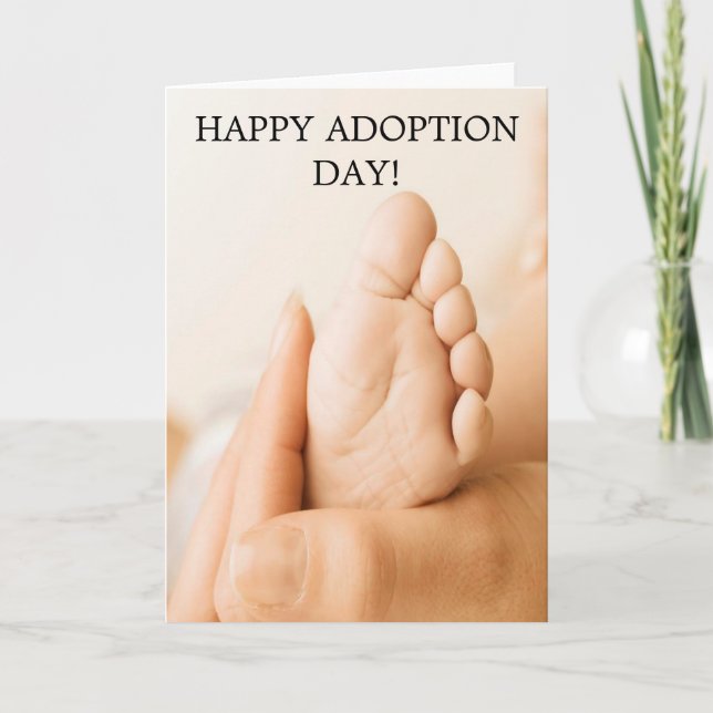 ¡FELIZ DÍA DE ADOPCIÓN! tarjeta de pie de bebé (Anverso)