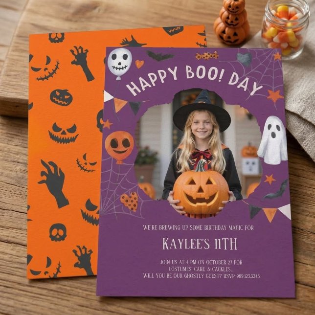 Feliz Día de Boo Tarjeta de Invitación de Cumpleañ (Subido por el creador)