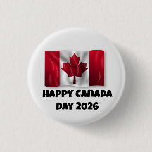 Feliz Día de Canadá Botón Redondo de 1 Pulgada