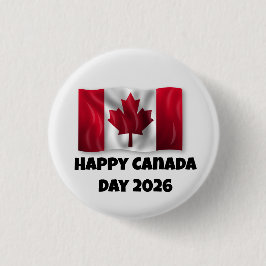 Feliz Día de Canadá Botón Redondo de 1 Pulgada