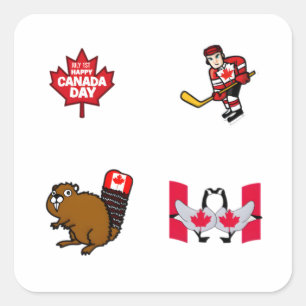 Feliz Día de Canadá Celebración 4 Pegatinas Pack
