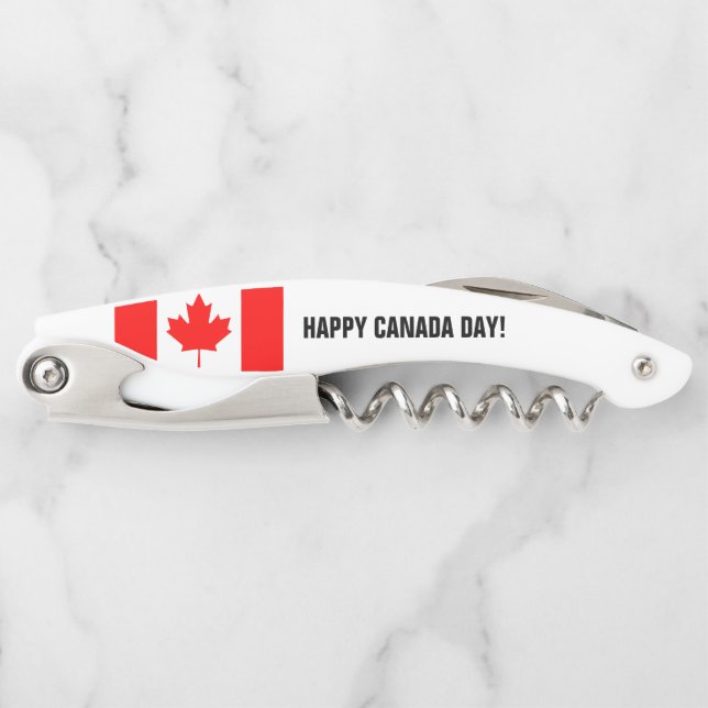 Feliz Día de Canadá fiesta abridor de botellas de  (Anverso)