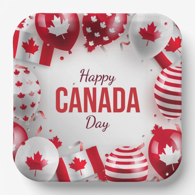 Feliz Día de Canadá. Plato de papel (Anverso)