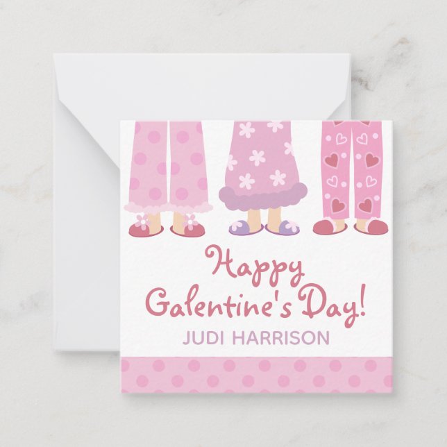Feliz Día de Galentine Pajamas Tarjetas de Gabinet (Anverso)