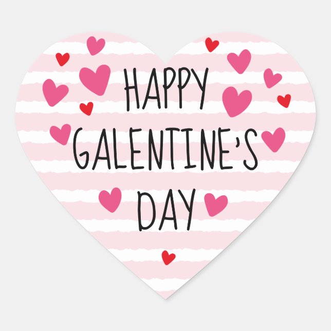 Feliz Día de Galentine Pegatinas de Corazón (Anverso)