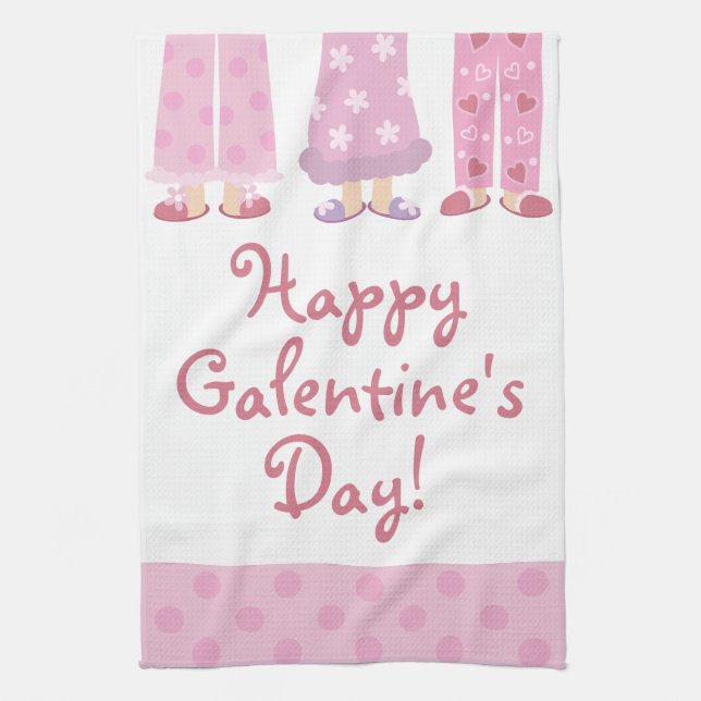 Feliz Día de Galentine, toalla de cocina de pijama (Vertical)