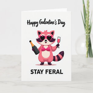 Feliz Día de Galentines Mapache Feral Tarjeta