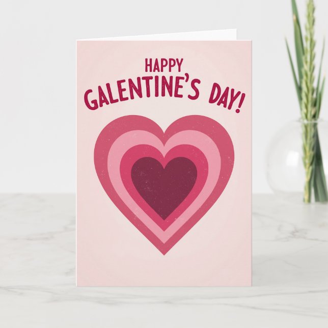 Feliz Día de Galentines Tarjeta de Corazón en Capa (Anverso)