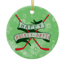 Feliz Día de Hockey Ornamento de Navidad